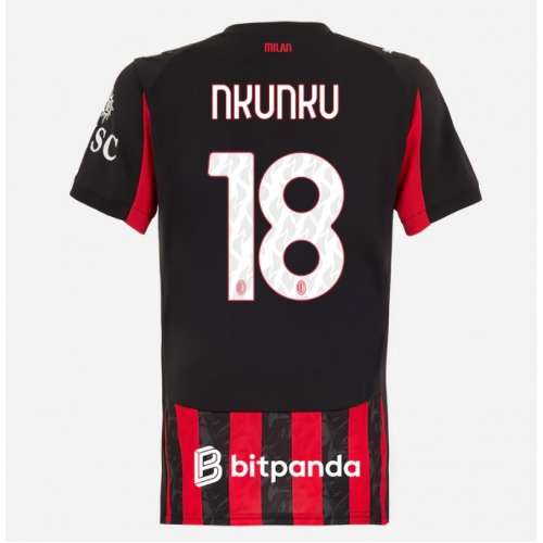 Billige Fotballdrakt AC Milan Christopher Nkunku #18 Replika Hjemmedrakt Dame 2025-26 Kortermet Billige Fotballdrakt AC Milan Christopher Nkunku #18 Replika Hjemmedrakt Dame 2025-26 Kortermet